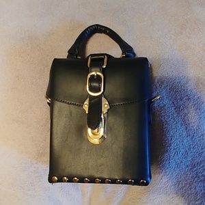 Black Structured Micro-bag with Studding